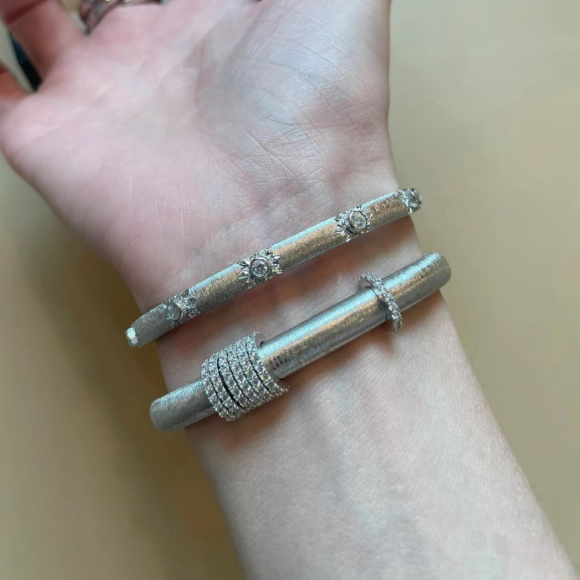 Star Zircon Matte Bangle Bracelet