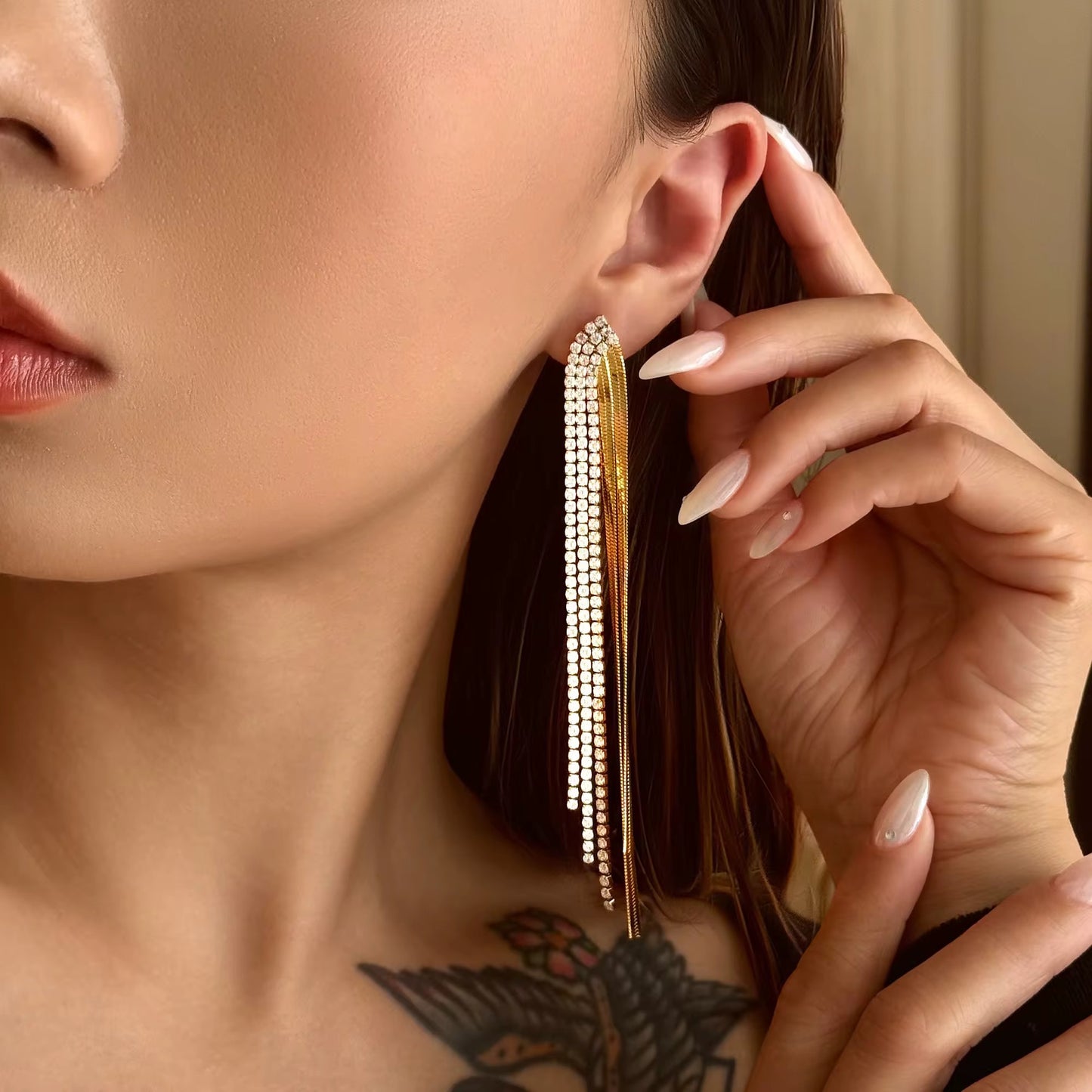 Zircon Tassel Drop Earrings