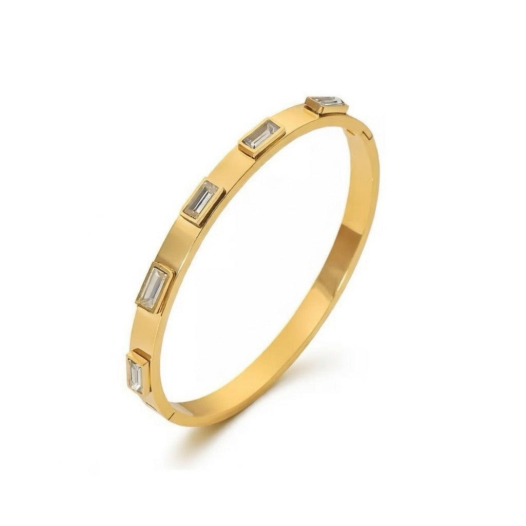 Pave Baguette Zircon Bangle Bracelet
