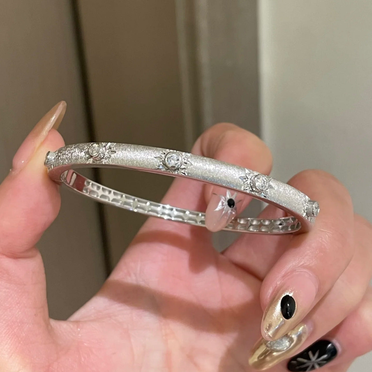 Star Zircon Matte Bangle Bracelet