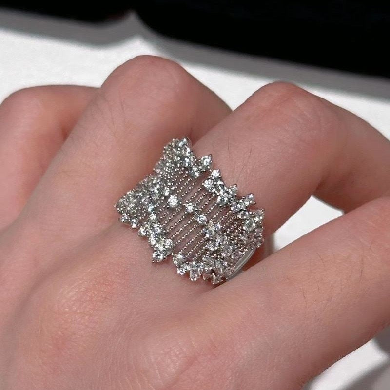 Lace Wave Zircon Statement Ring