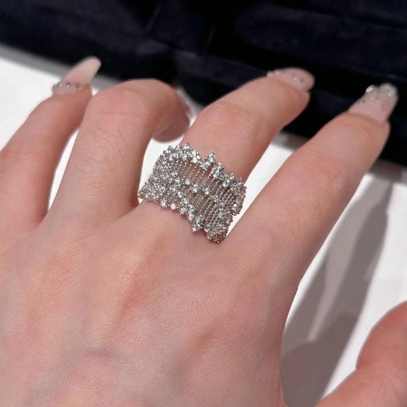 Lace Wave Zircon Statement Ring
