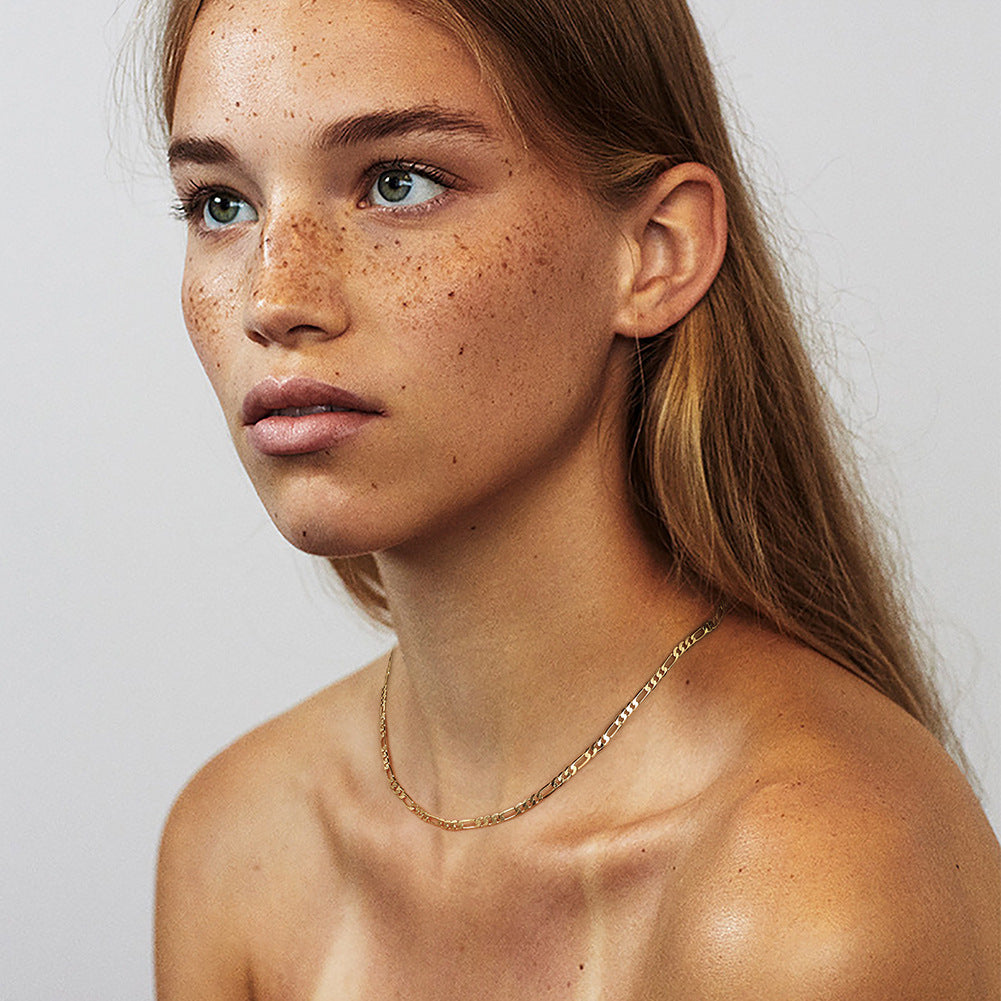 Diamond-Cut Figaro Chain Necklace