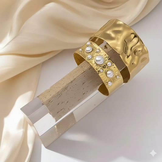 Hammered Chunky Cuff Bracelet Set (2 Pieces)