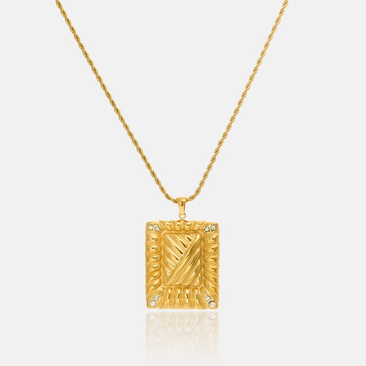 Tarot "The Star" Pendant Necklace - Gold or Silver Plated Zircon Square Talisman