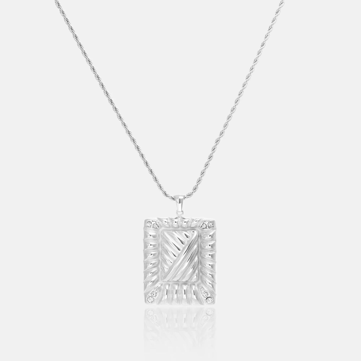 Tarot "The Star" Pendant Necklace - Gold or Silver Plated Zircon Square Talisman