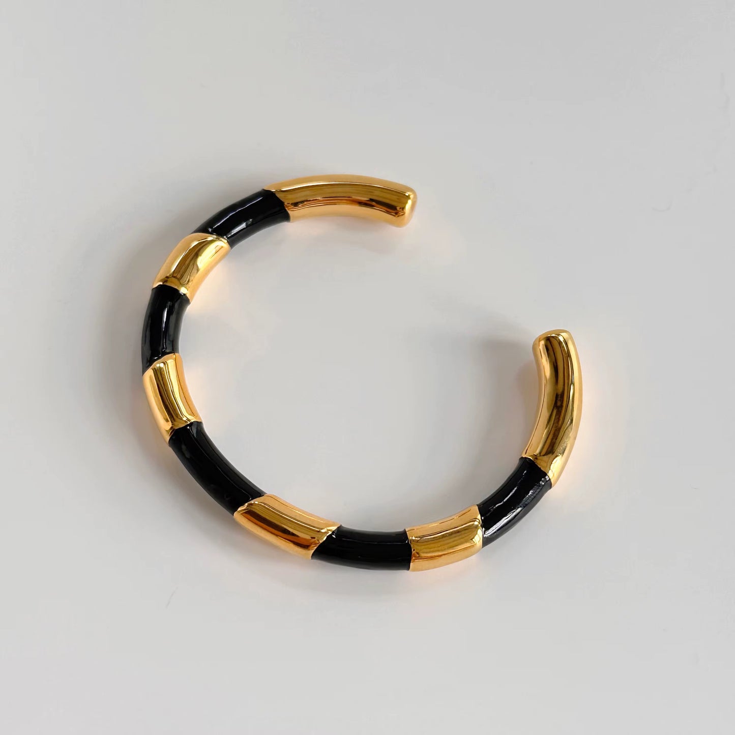 Monochrome Enamel Cuff Bracelet Set
