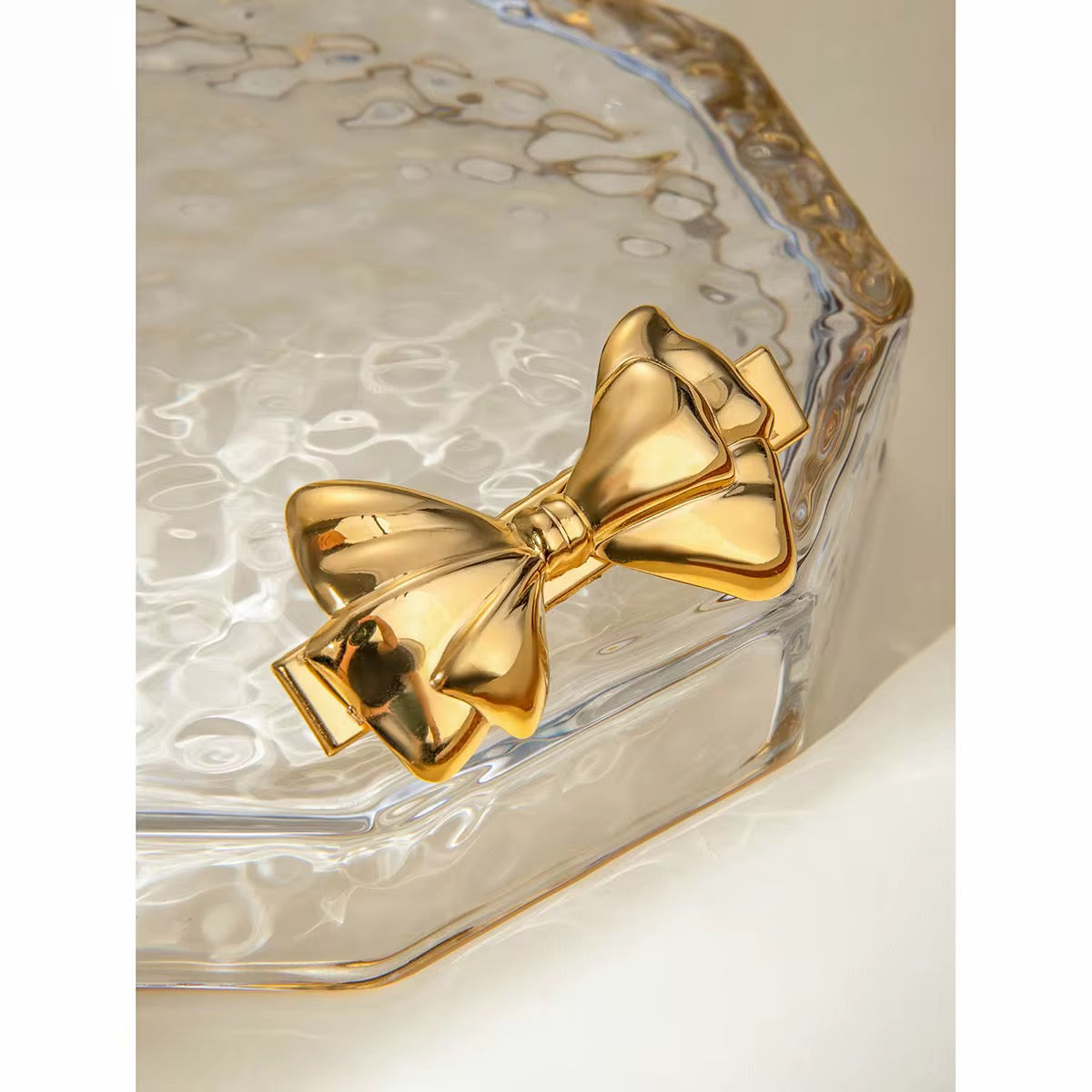 Gold Bow Hair Clip - Oversized 18K Plated Stainless Steel Statement Bow