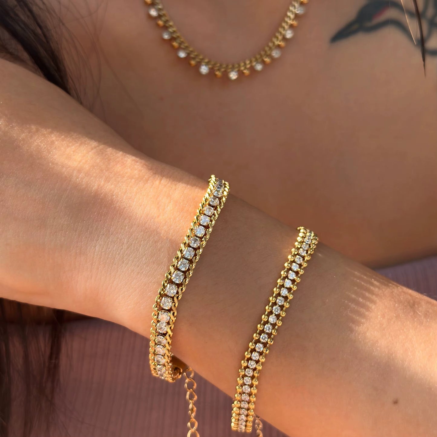 Cubic Zirconia Tennis Bracelet – Gold Plated