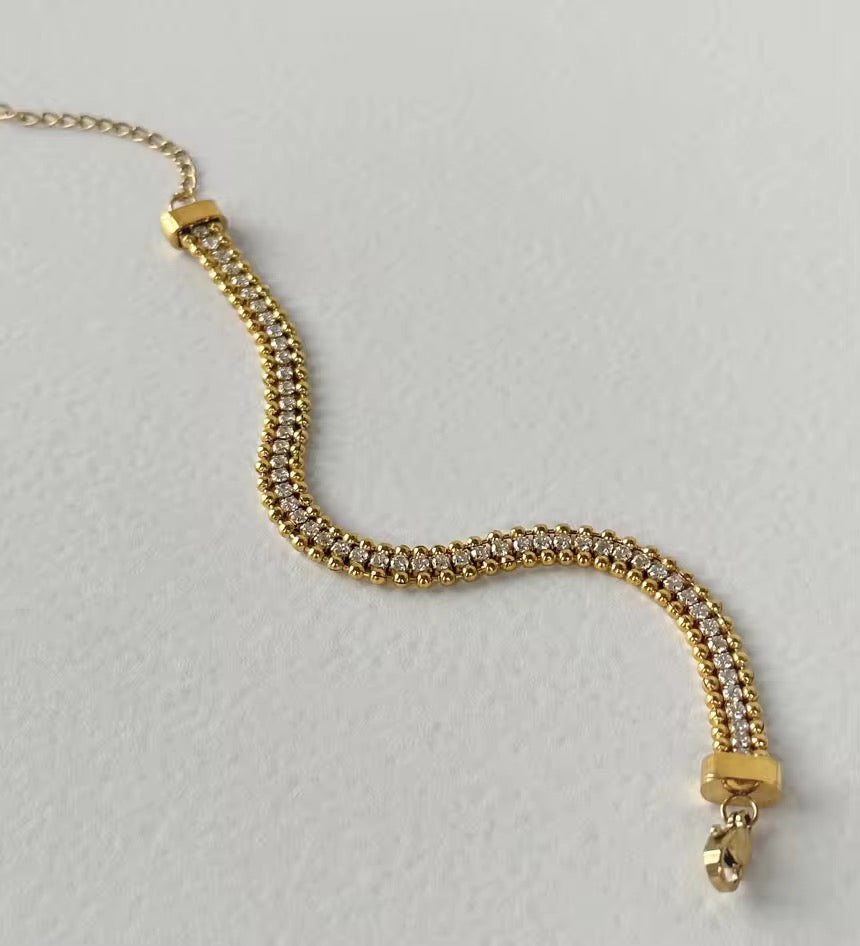 Cubic Zirconia Tennis Bracelet – Gold Plated
