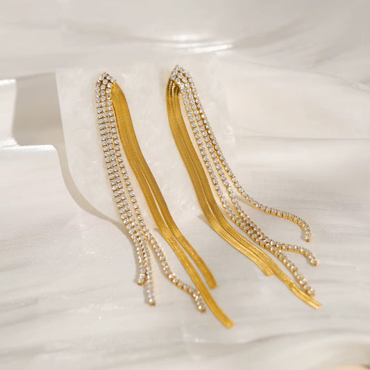 Zircon Tassel Drop Earrings