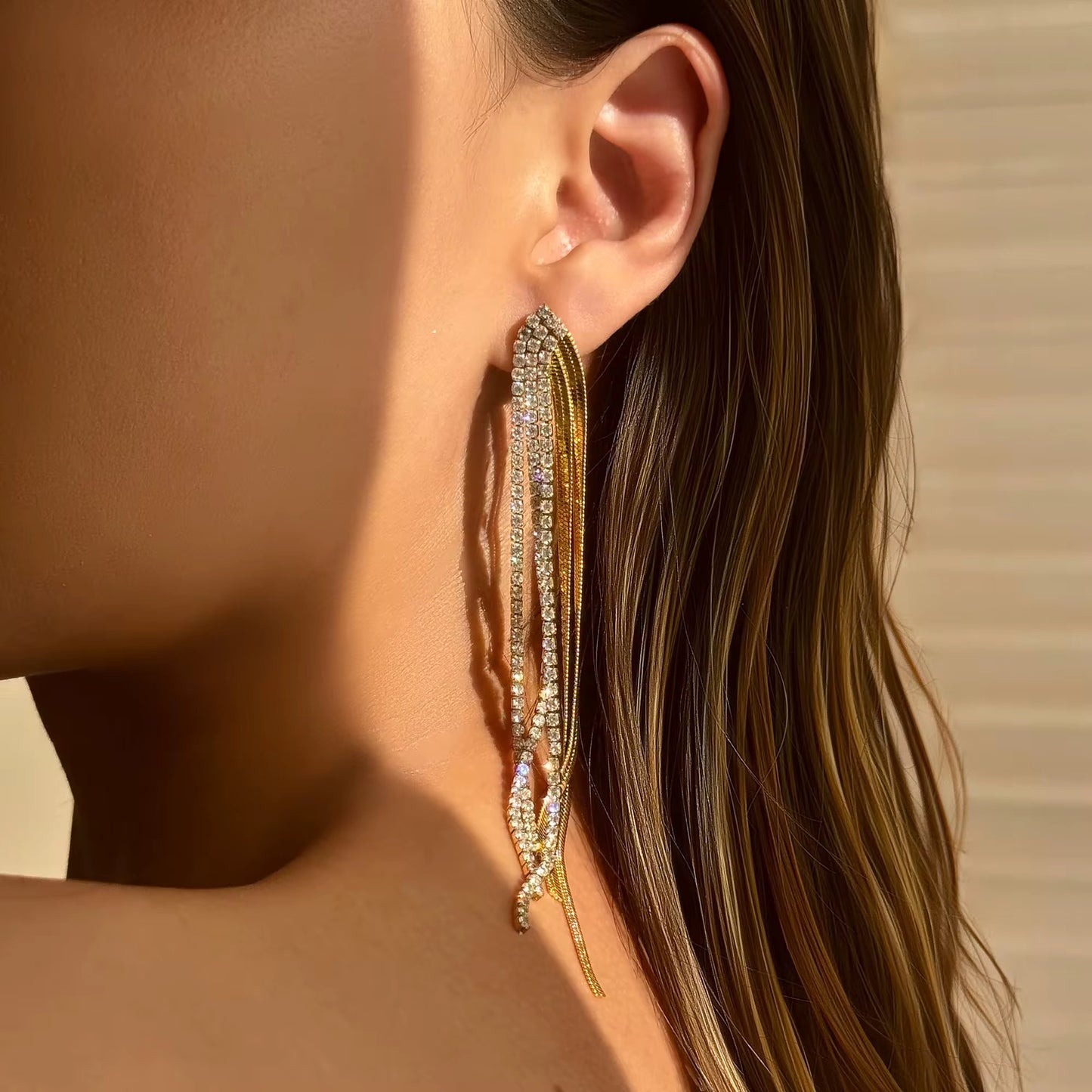 Zircon Tassel Drop Earrings