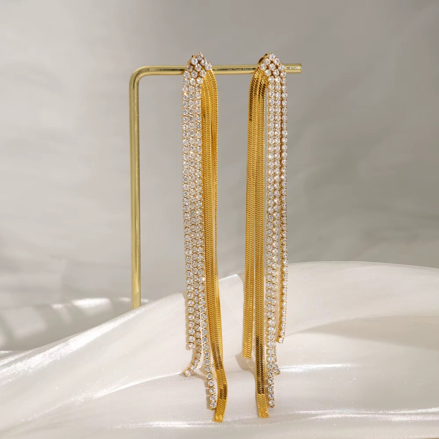 Zircon Tassel Drop Earrings