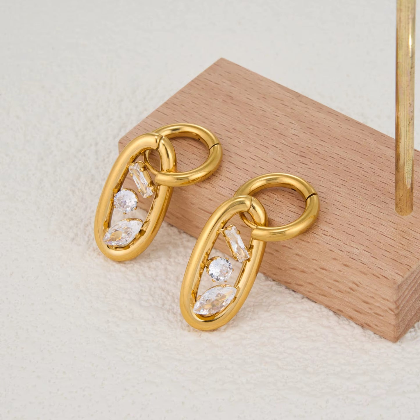 Double Circle Zircon Mini Earrings
