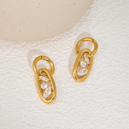 Double Circle Zircon Mini Earrings
