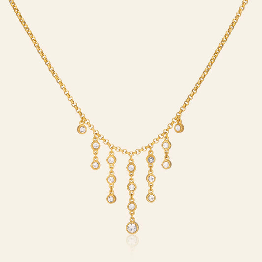 Royal Zircon Layered Necklace Set – Tassel or Cuban Chain  18K Gold Plated