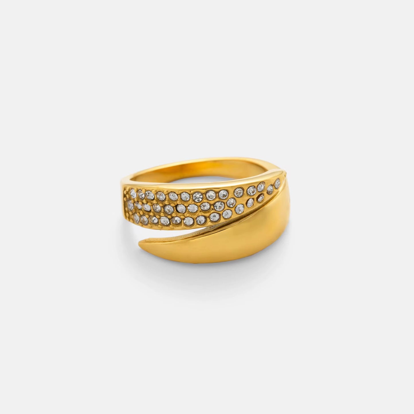 Snowflake Zircon Statement Ring – 18K Gold Plated