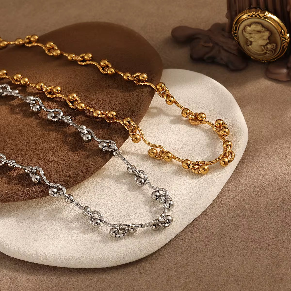 Multi-Strand Ball Chain Necklace – 18K Gold Plated ✨