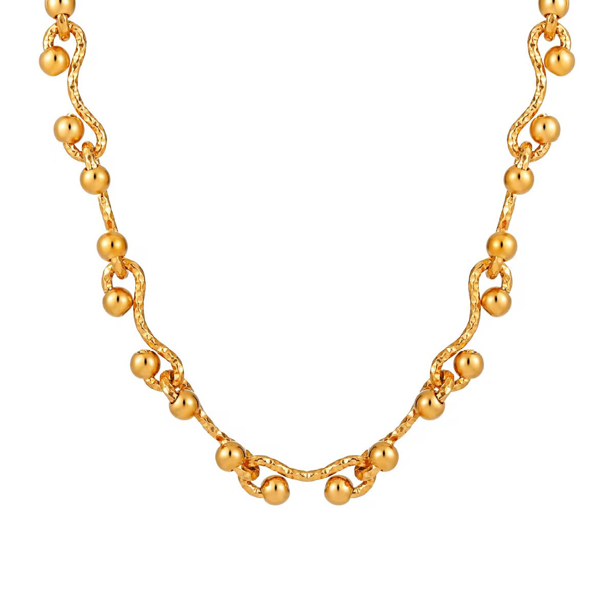 Multi-Strand Ball Chain Necklace – 18K Gold Plated ✨