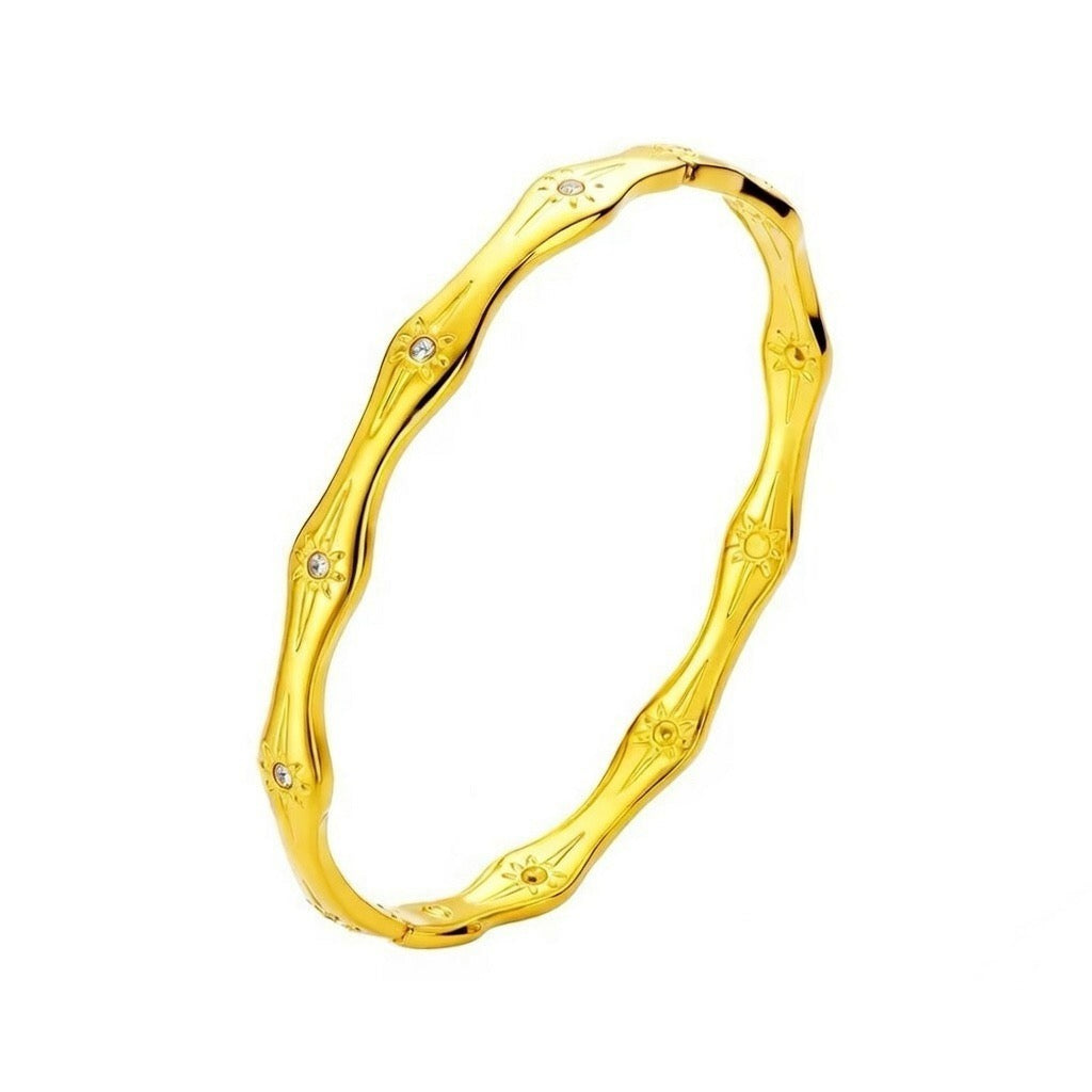 Textured Bamboo Zircon Bangle