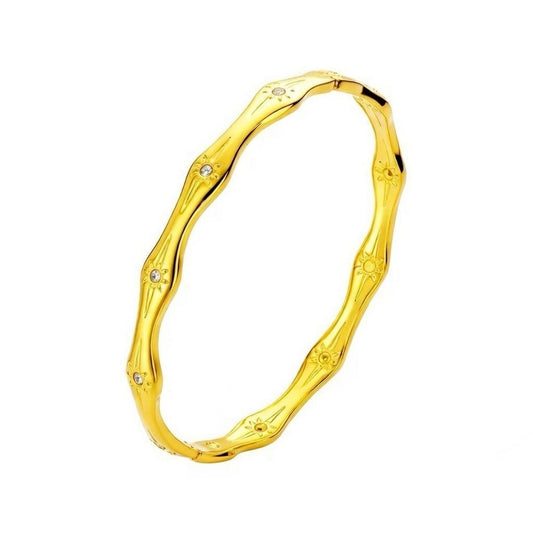 Textured Bamboo Zircon Bangle