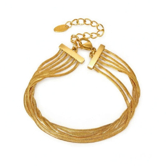 Multi-Strand Snake Chain Bracelet – 18K Gold Plated ✨
