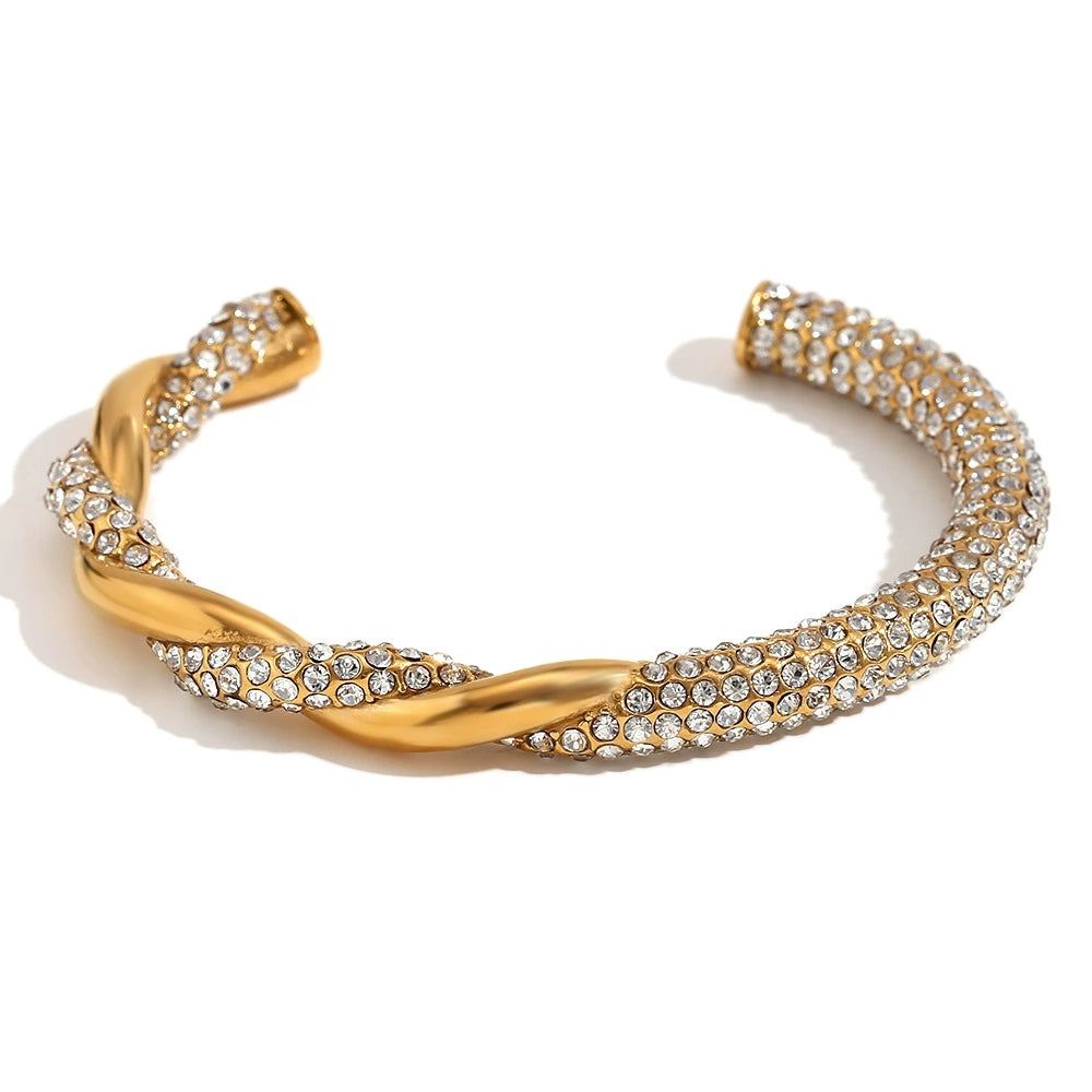 Twisted Zircon Pavé Cuff Bangle
