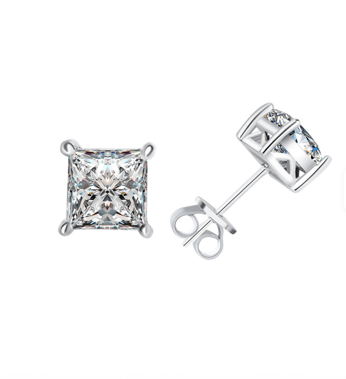 Princess Cut Moissanite Stud Earrings