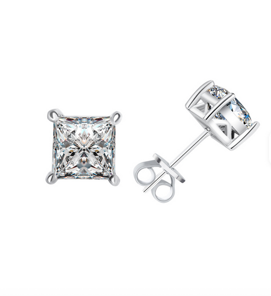 Princess Cut Moissanite Stud Earrings